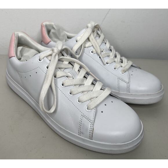 Tory Burch Howell Court Sneaker White Pink Leather Women’s 8 & 8.5 - Picture 1 of 11